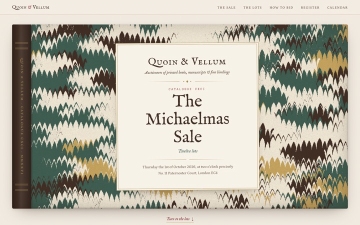 Homepage of Quoin & Vellum
