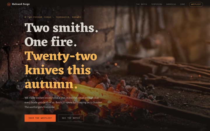 Homepage of Halvard Forge