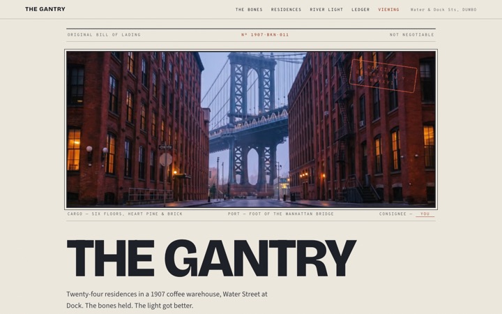 Homepage of The Gantry