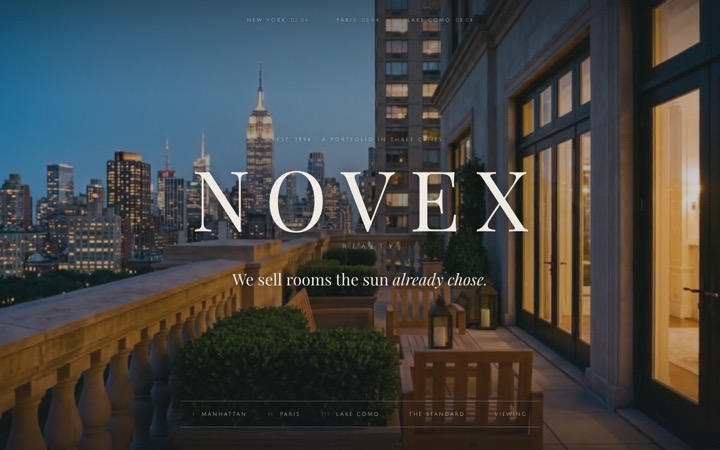 Homepage of Novex Realty