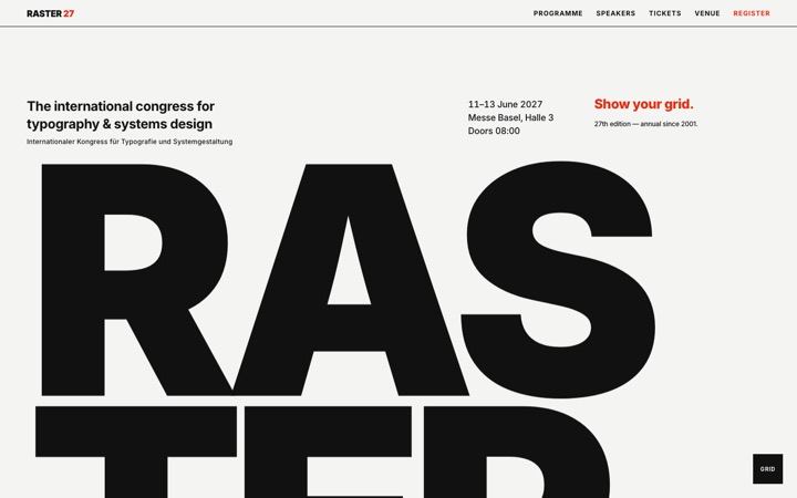 Homepage of RASTER 27