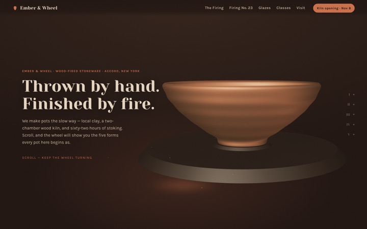 Homepage of Ember & Wheel