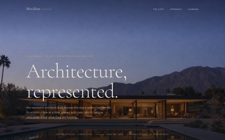 Homepage of Meridian Estates