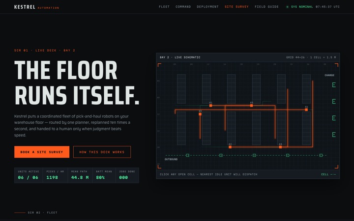 Homepage of KESTREL Automation