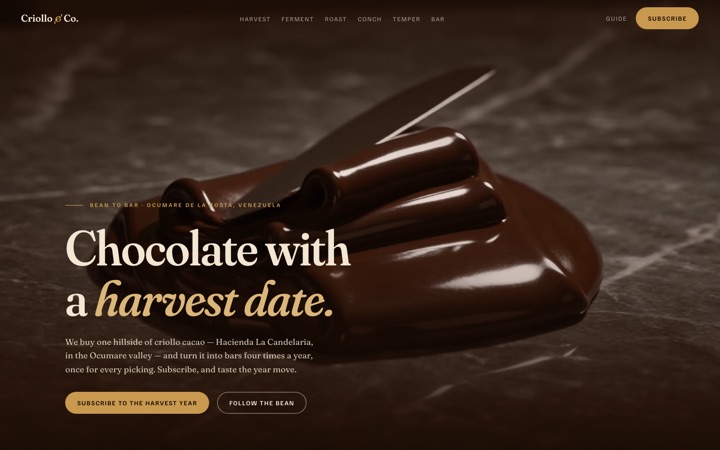 Homepage of Criollo & Co.