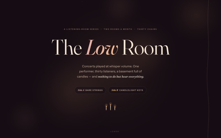 Homepage of The Low Room