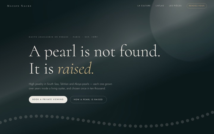 Homepage of Maison Nacre