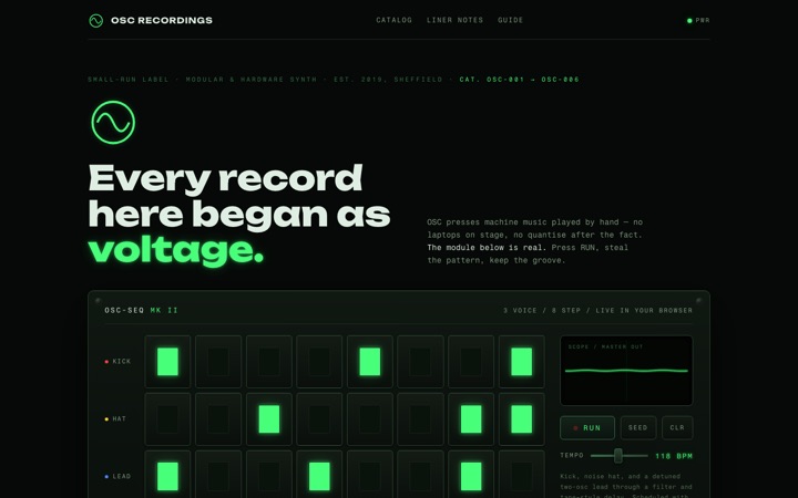 Homepage of OSC Recordings