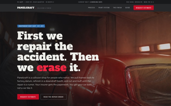 Homepage of Panelcraft Collision & Finish