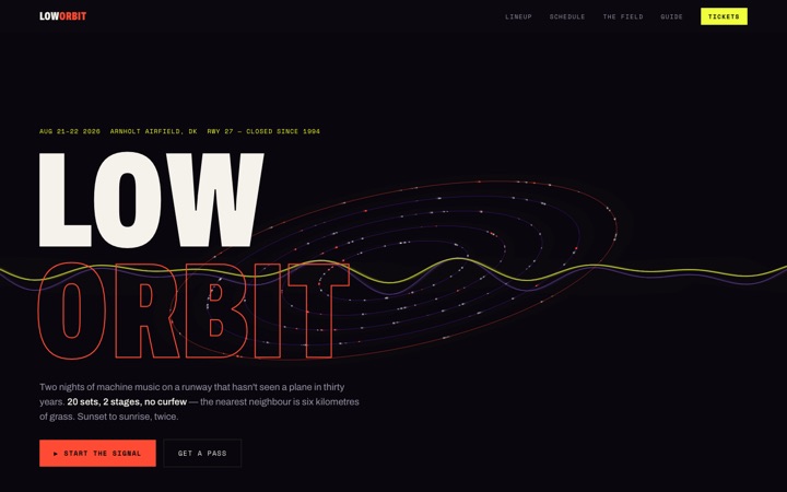 Homepage of LOW ORBIT Festival